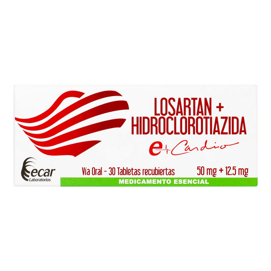 Losartan 50 Mg  + Hidroclorotiazida 12.5 Mg 30 Tabletas Ec