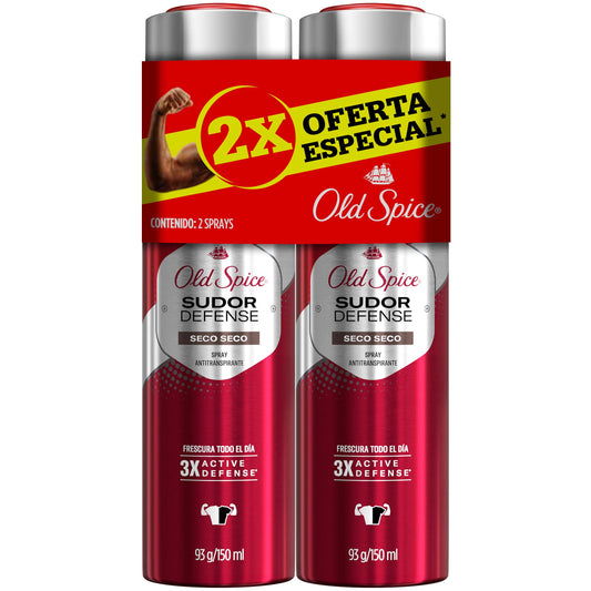 Desodorante Old Spice Sudor Defense Seco Spray 93 G X 2