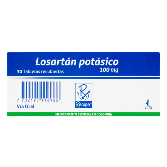 Losartan 100 Mg 30 Tabletas Rc