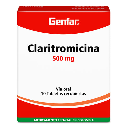 Claritromicina 500 Mg 10 Tabletas Gf