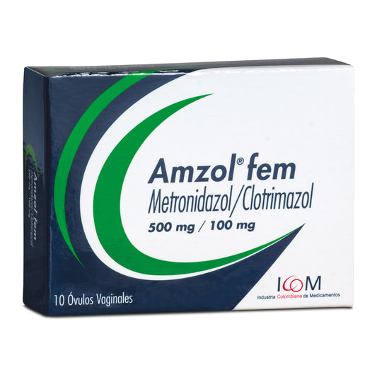 Metronidazol / Clotrimazol Amzol Fem 500/100 Mg 10 Ovulos Icom