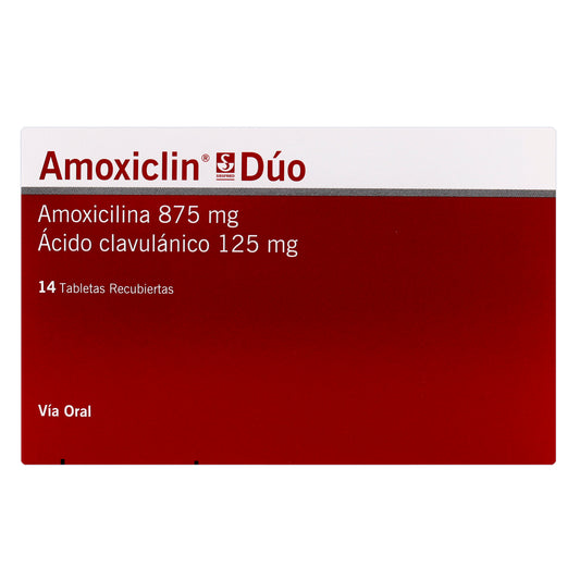 Amoxiclin Duo 875mg/125mg 14 Tabletas Recubiertas