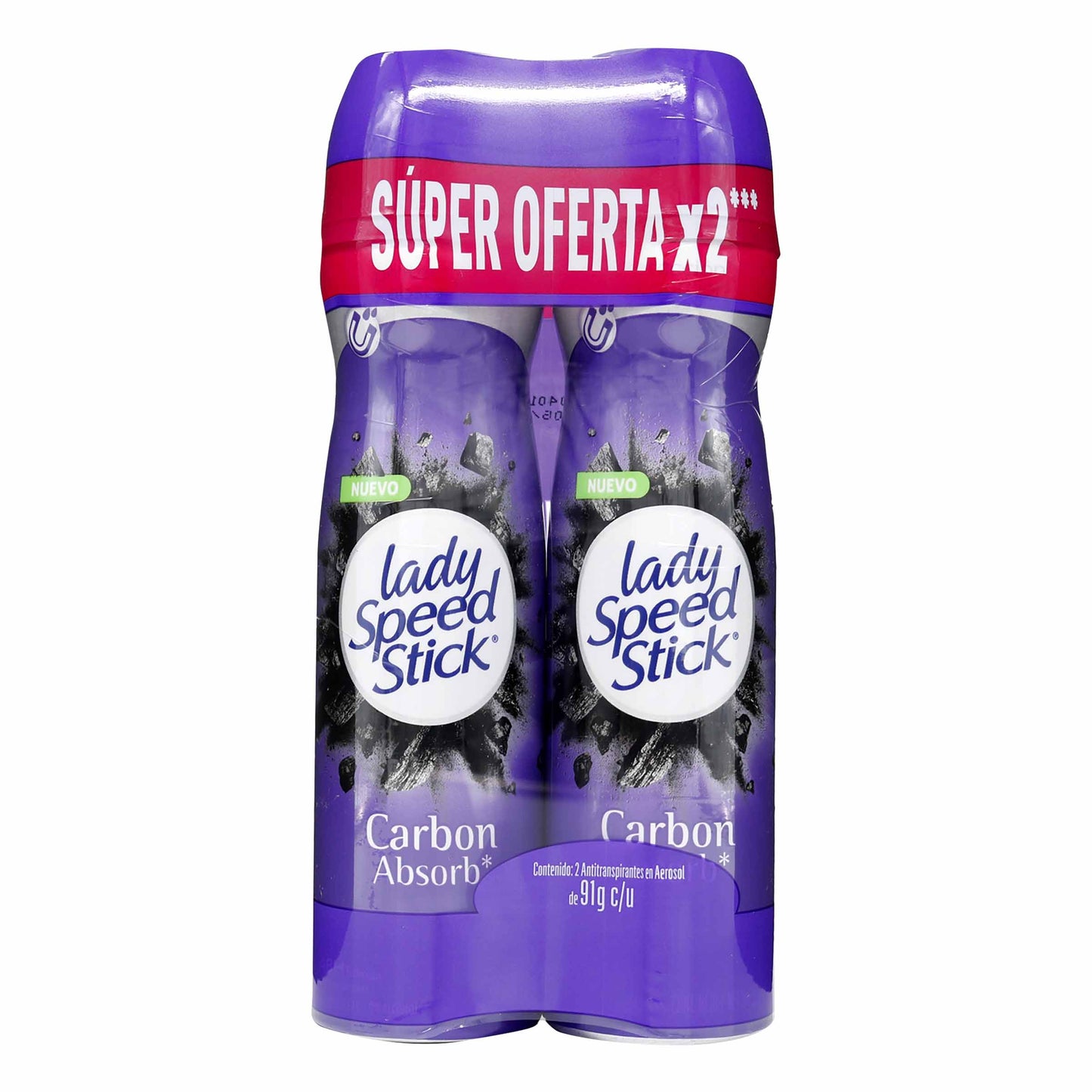 2 Desodorante Lady Speed Carbon Spray 91g
