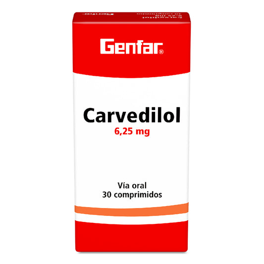 Carvedilol 6.25 Mg 30 Tabletas Gf