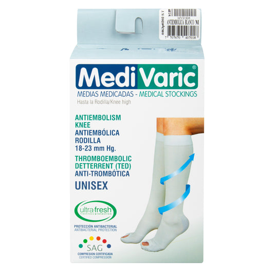 Calcetin / Media MediVaric Antiembolica  Rodilla Mujer Color Blanco