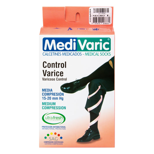 Calcetin / Media MediVaric Media Compresion  Hombre L Color Negro