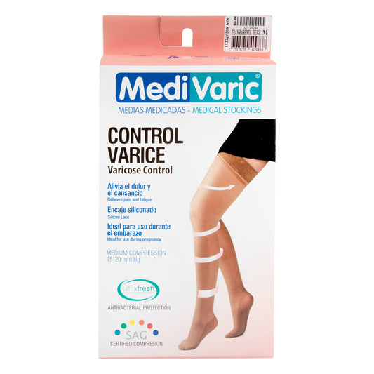 Calcetin / Media MediVaric Media Compresion  Muslo Mujer Color Beige