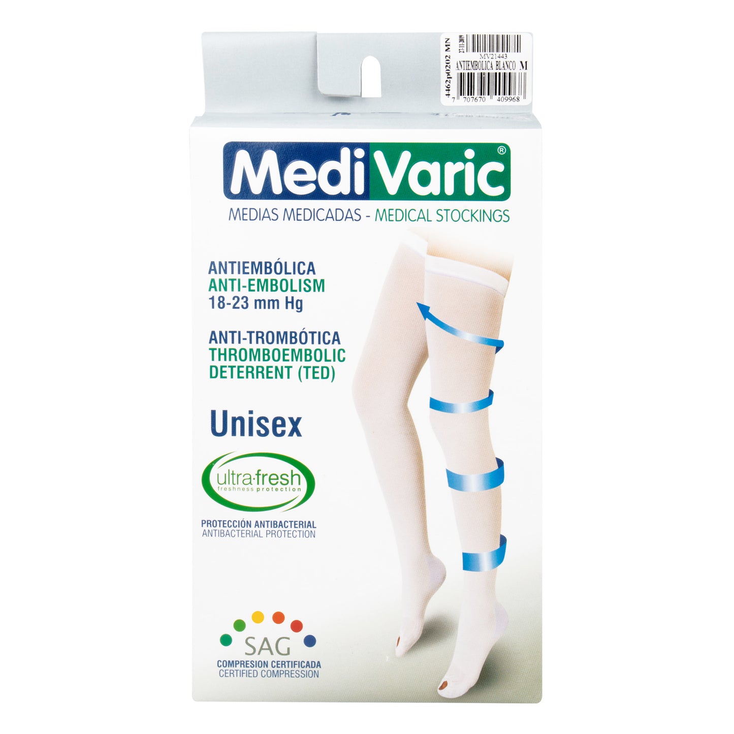 Calcetin / Media MediVaric Antiembolica  Muslo Mujer Color Blanco