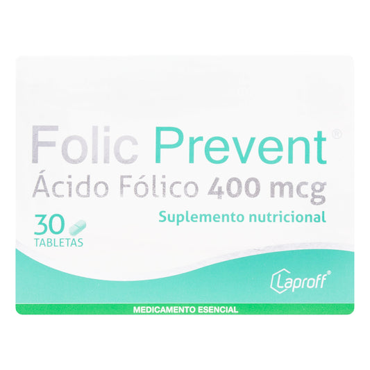 Acido Folico 400 mcg Prevent 30 Tabletas