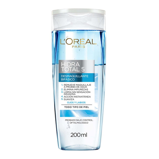 Agua Micelar Desmaquillante Loréal Paris Bifásico Hidra Total 5 X 200 Ml