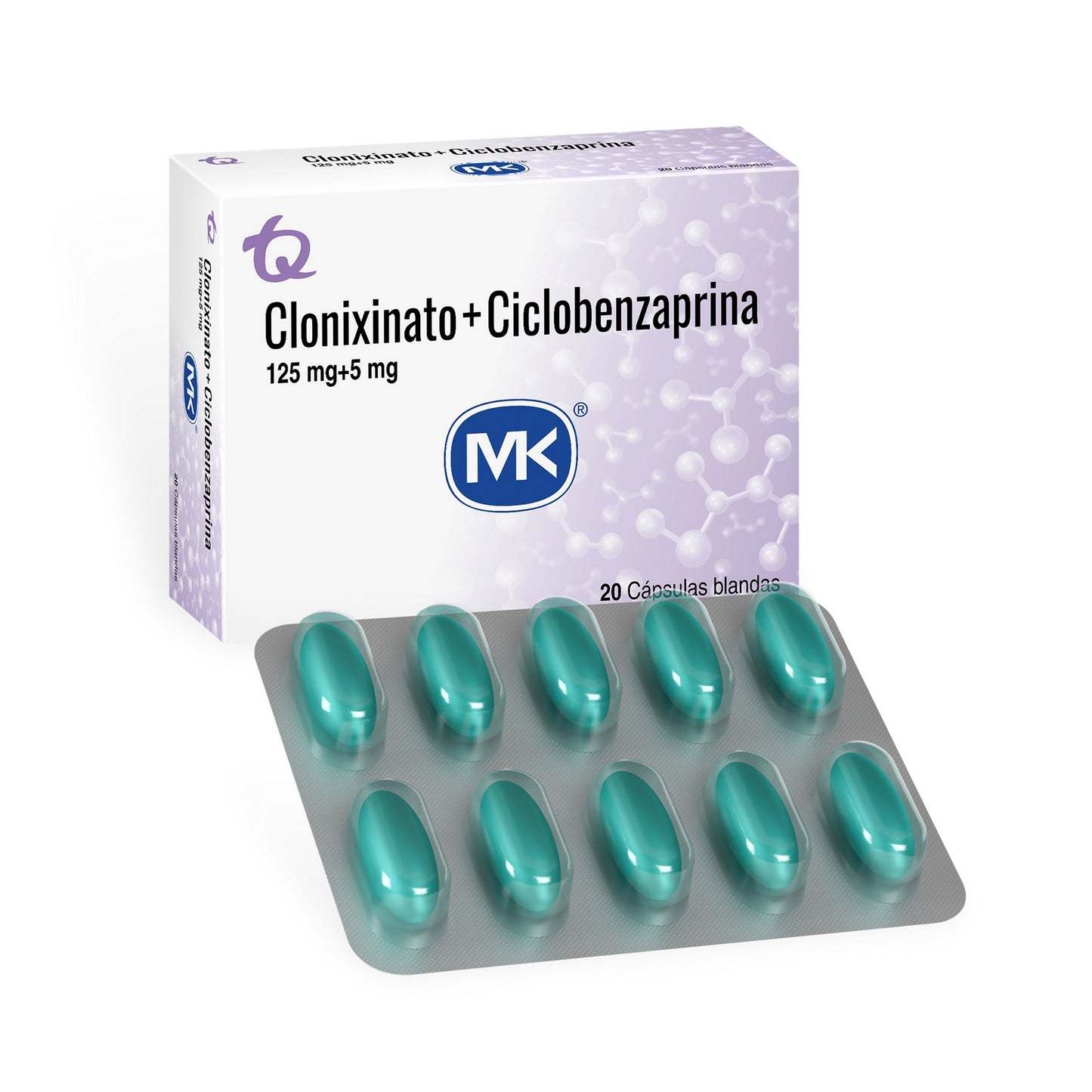 Clonixinato 125mg Ciclobenzaprina  5mg 20 Tabletas