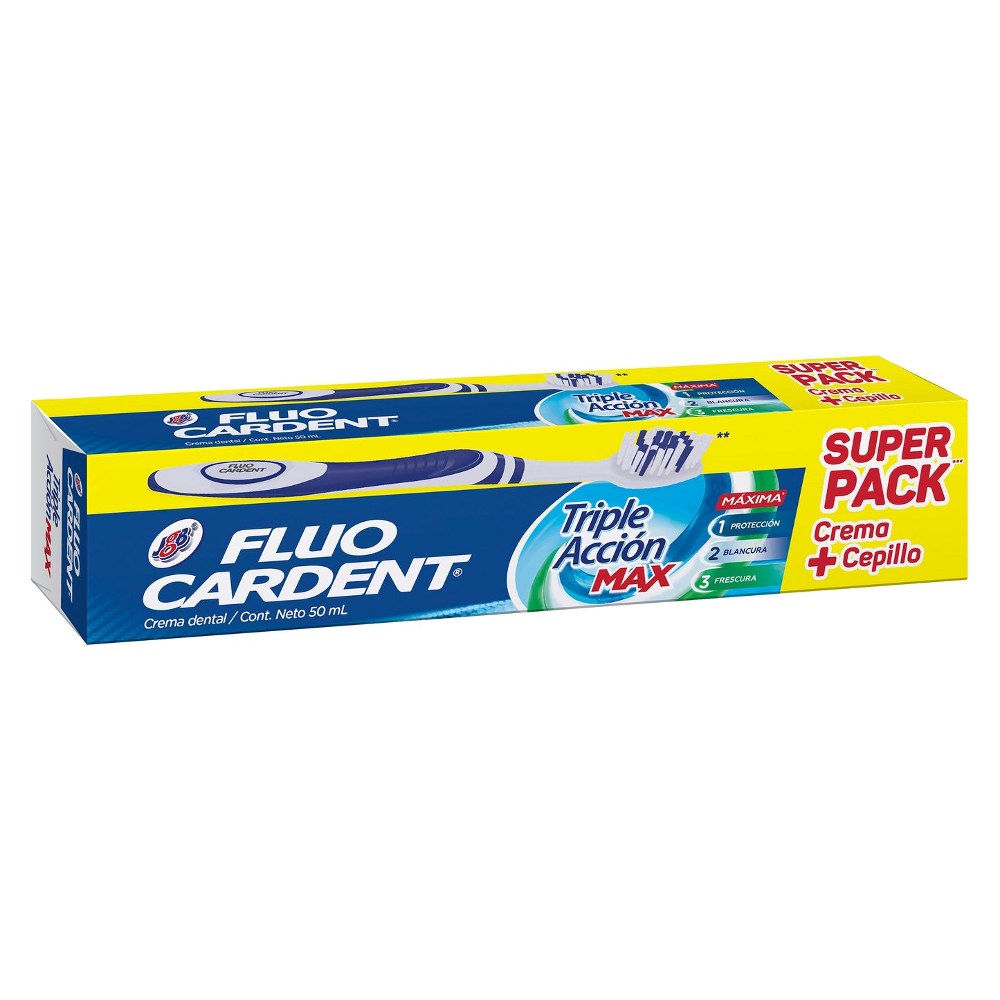 Crema Dental Fluocardent Triple Accion Max X 50 Ml + Cepillo