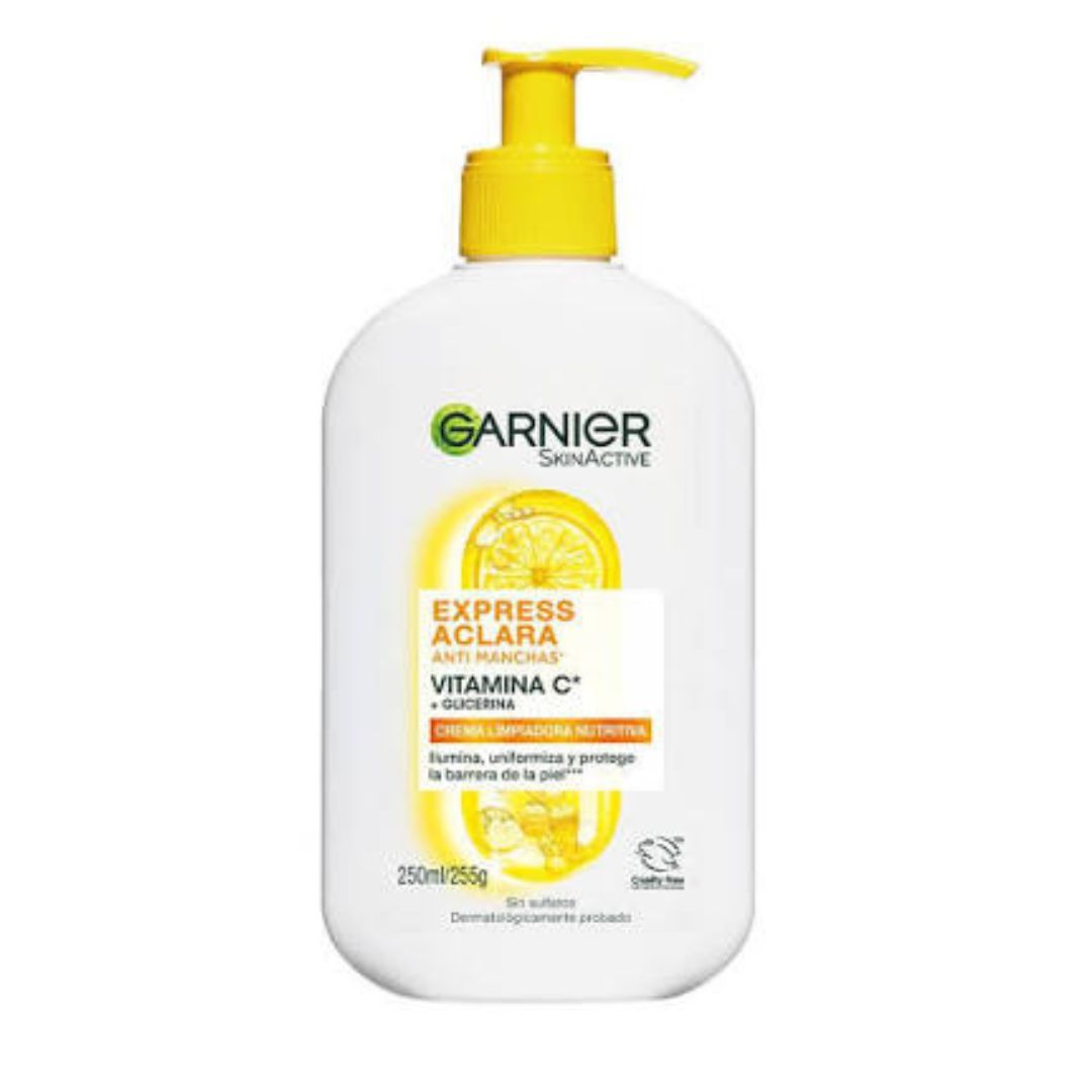 Crema Limpiadora Garnier Nutritiva Express Aclara Vitamina C 250 Ml