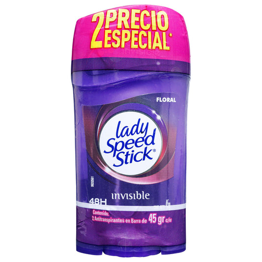 Desodorante Lady Speed Stick Barra Invisible Floral 45gr X 2