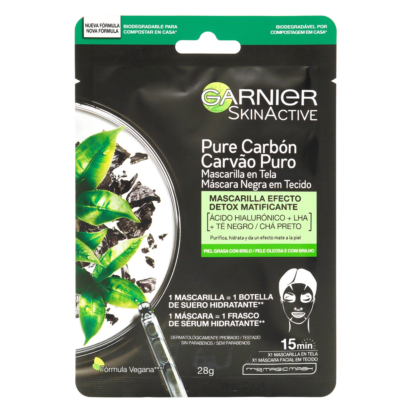Mascarilla Garnier Skin Active Pure Carbon Efecto Detox