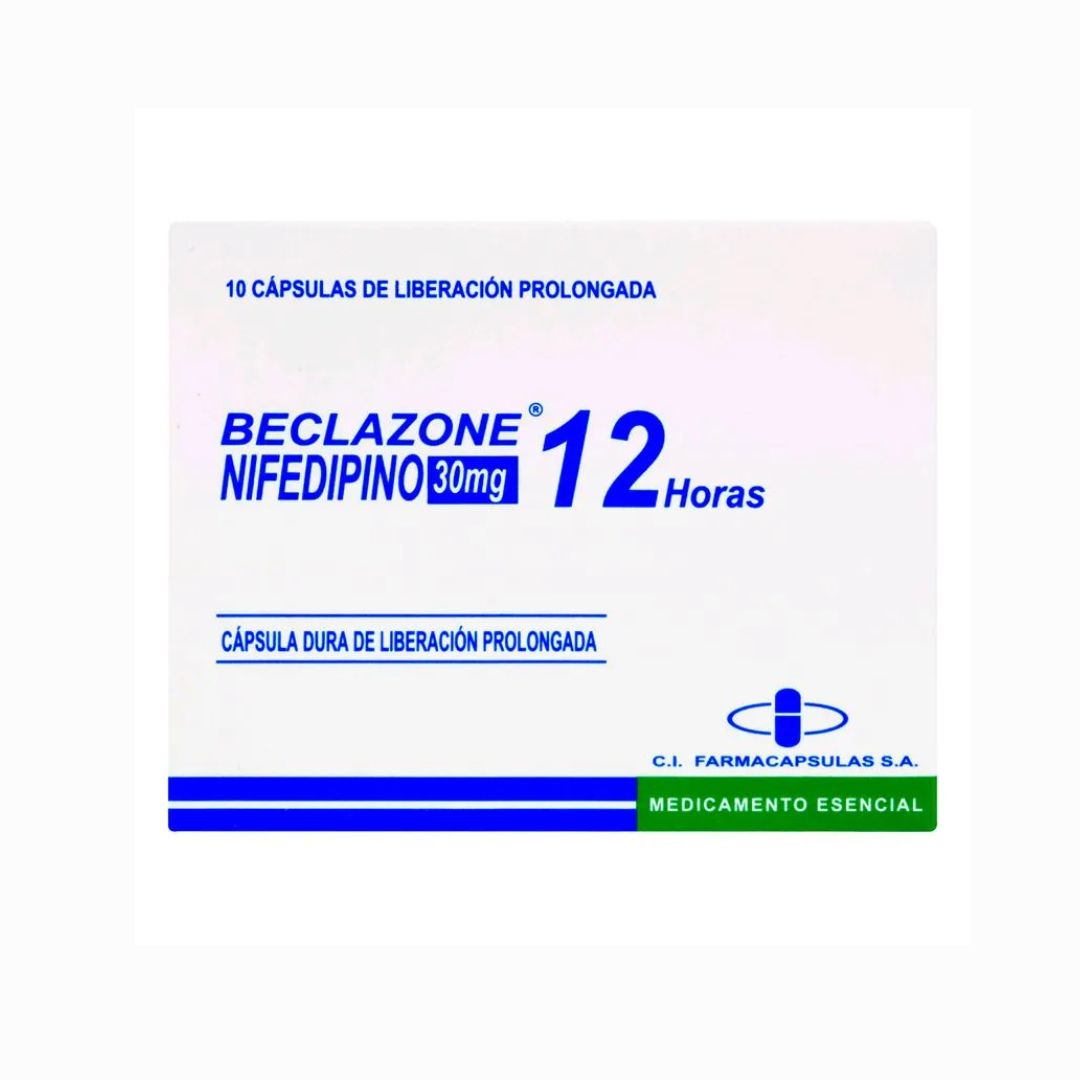 Nifedipino Beclazone 30 Mg 10 Capsulas