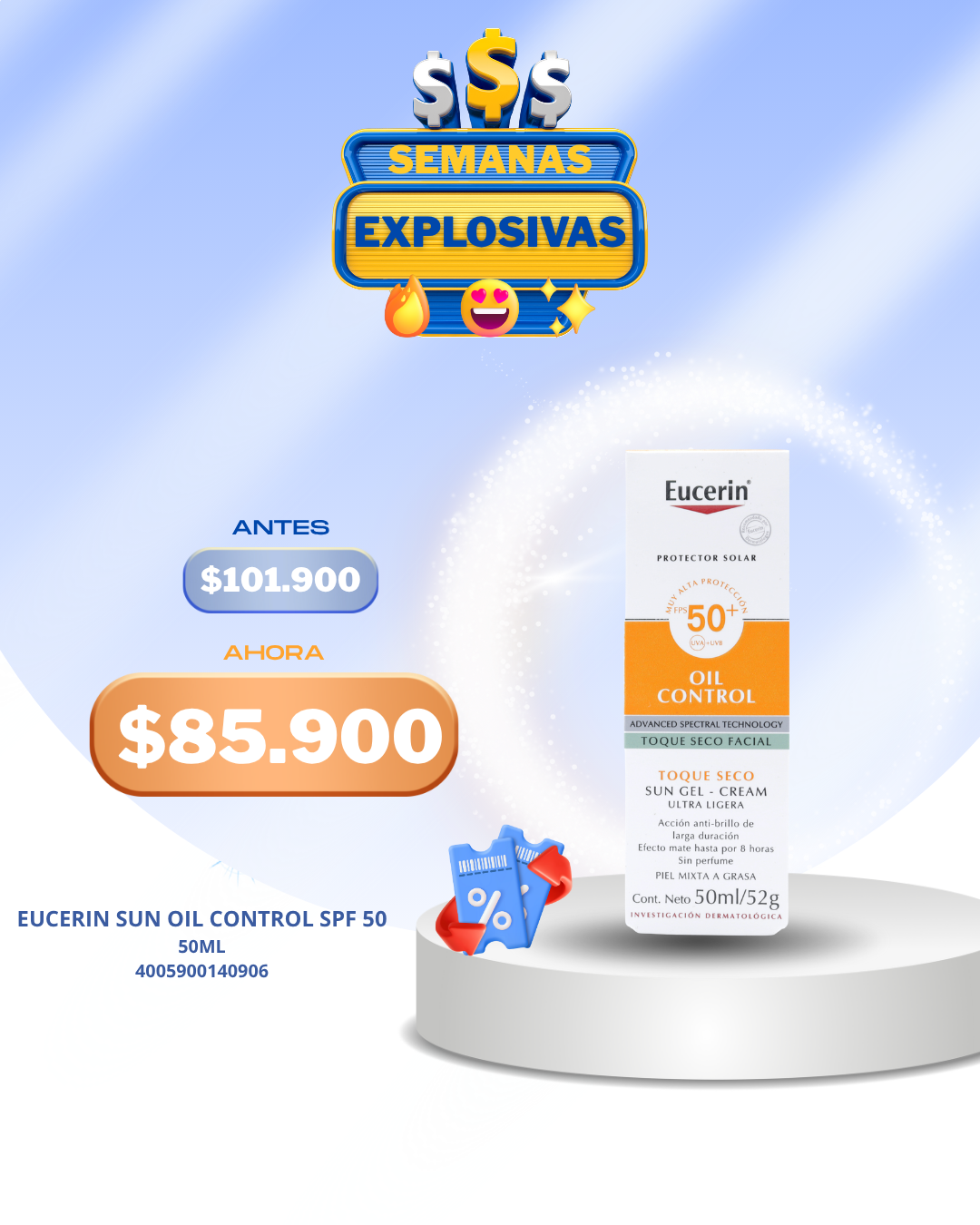 Protector Solar Eucerin Sun Oil Control Spf 50 50ml