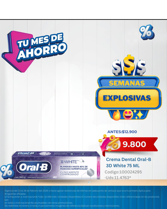 Crema Dental Oral-B 3D White 75 ML