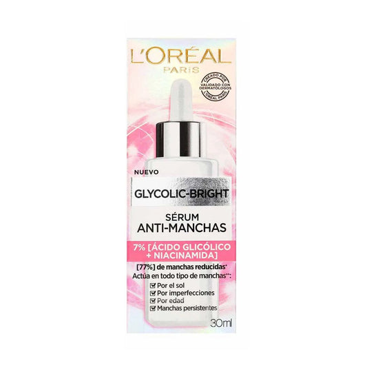 Sérum Facial Loreal Paris Glycolic Bright Antimanchas Ácido Glicólico Y Niacinamida 30 Ml