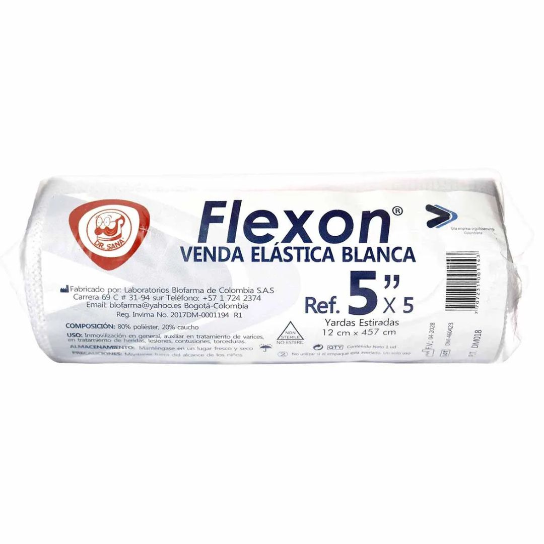 Venda Elastica Blanca Flexon 5x5