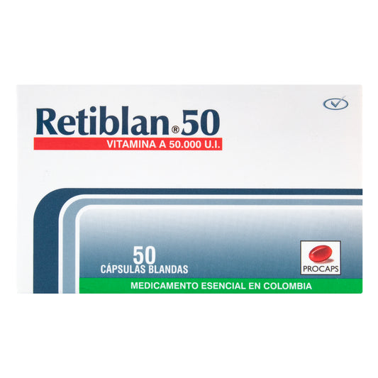 Vitamina A Retiblan 50 Mg 10 Capsulas